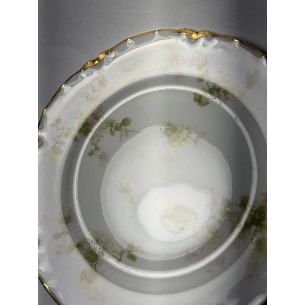 Set of 6 Haviland Limoges France Plates And Saucers Schleiger Floral Gold White